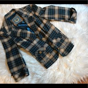 Guess blazer in turquoise & tan